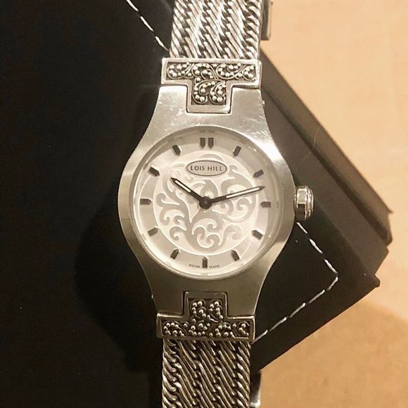 LOIS HILL Sterling Silver Watch Swiss Movement Woven Bracelet Band - Picture 13 of 13